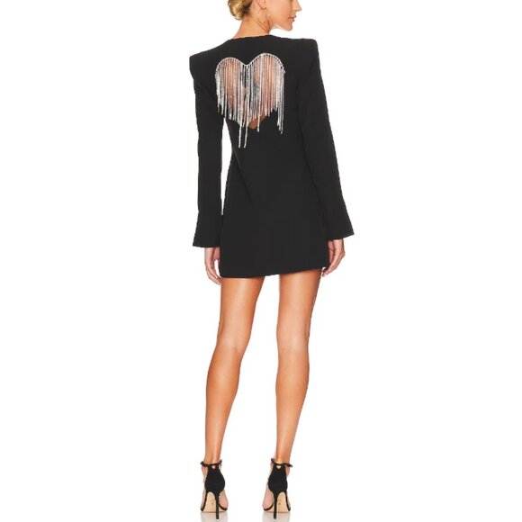VALENTINA SHAH Women's Black Rhinstones Fringes Dixie Dress - Picture 1 of 7